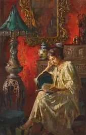 Reading by Lamplight By Ferdinand Max Bredt