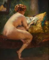 Seated Nude Reading By Ferdinand Max Bredt