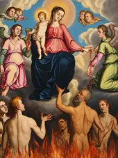 Our Lady of the Rosary and the Souls in Purgatory By Francisco Pacheco