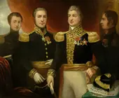 General Leopold Hugo with Two of his Brothers and his Son Abel c1825 By Julie Hugo