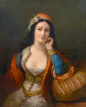 Greek Young Girl with Athen's Costume or Mrs Amedee Pichot 1833 By Julie Hugo