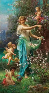 An Allegory of Spring With Cupid By Hans Zatzka