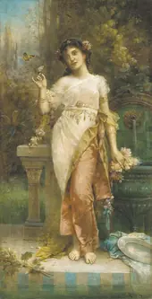 Maiden Amidst Butterflies By Hans Zatzka