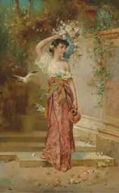 The Flower Girl II By Hans Zatzka