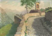 Mountain Road with Sacred Shrine 1905 By Angelo Morbelli