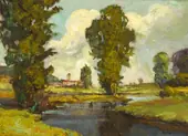 Landscape with Pond By Anna Althea Hills