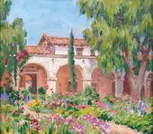 San Juan Capistrano Mission Scene By Anna Althea Hills