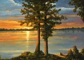 Trees in a Lakeside Landscape By Anna Althea Hills