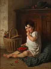 Child Eating Cherries By Rudolf Epp