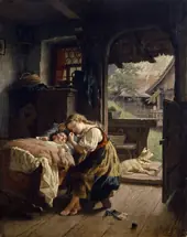 Interior With Sleeping Siblings By Rudolf Epp