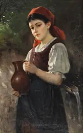Young Girl with a Clay Jug By Rudolf Epp