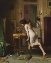 Young Lady With a Fish Bowl By Victor Marais-Milton