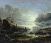 Landscape in Moonlight By Aert van der Neer