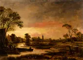 River Landscape c1650 By Aert van der Neer