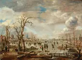 Winter Landscape with Ice Pleasures c1655 By Aert van der Neer