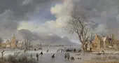 Winter Landscape with Skaters By Aert van der Neer