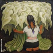The Flower Vendor Girl with Lilies By Diego Rivera