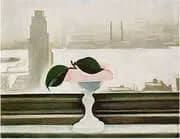 Pink Dish and Green Leaves 1928 By Georgia O'Keeffe