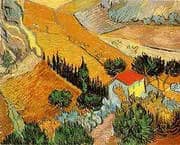 Landscape with House and Ploughman 1889 By Vincent van Gogh