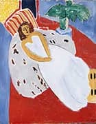 Young Woman in White Red Background 1946 By Henri Matisse