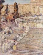 The Spanish Stairs Rome 1897 By Childe Hassam
