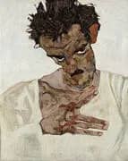 Self Portrait with Lowered Head 1912 By Egon Schiele