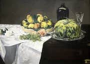 Still Life with Melon and Peaches 1866 By Edouard Manet