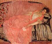 Portrait of madame Gely On the Couch By Frederick Carl Frieseke