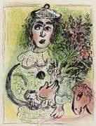 Clown with Flowers By Marc Chagall