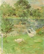 Girl in a Boat with Geese 1889 By Berthe Morisot