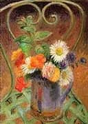 Flowers on a Gardan Chair 1925 By William Glackens