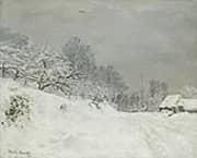 Near Honfleur Snow By Claude Monet