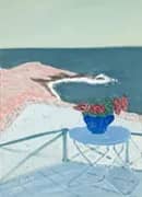 Red Flowers on a Terrace 1944 By Milton Avery