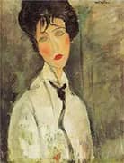 Woman in a Black Necktie 1917 A By Amedeo Modigliani