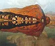 Village at Sundown By A J Casson