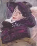 Portrait of a Lady with a Lilac Hat 1912 By Lovis Corinth