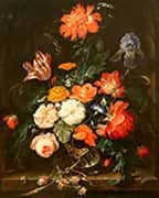 A Vase of Flowers By Abraham Mignon