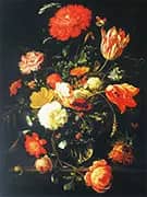 Decanter with Flowers and Blackberries By Abraham Mignon