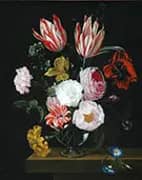 Flowers in a Crystal Decanter with a Pea Branch and a Snail By Abraham Mignon