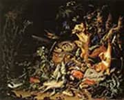 Game Fish and nest on the Forest Floor By Abraham Mignon