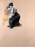 A Parisian Woman in a Cafe By Alfred Henry Maurer