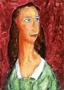 Woman in a Green Dress with White Collar By Alfred Henry Maurer