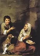 Urchin Mocking an Old Woman Eating Polenta By Bartolome Esteban Murillo