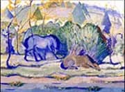 Horses at Pasture 1910 By Franz Marc