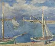 White Sailing Boats at Port St Tropez 1925 By Charles Camoin