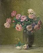 Pink Roses on a Table By Charles E Porter