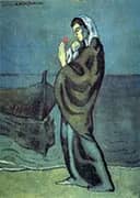 Mother and Child on the Seashore 1902 By Pablo Picasso