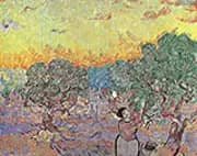 Olive Grove with Two Olive Pickers December 1889 By Vincent van Gogh