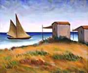 Marina Con Veliero e Capanni 1954 By Carlo Carra