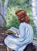 Child with Red hair Reading By Lilla Cabot Perry